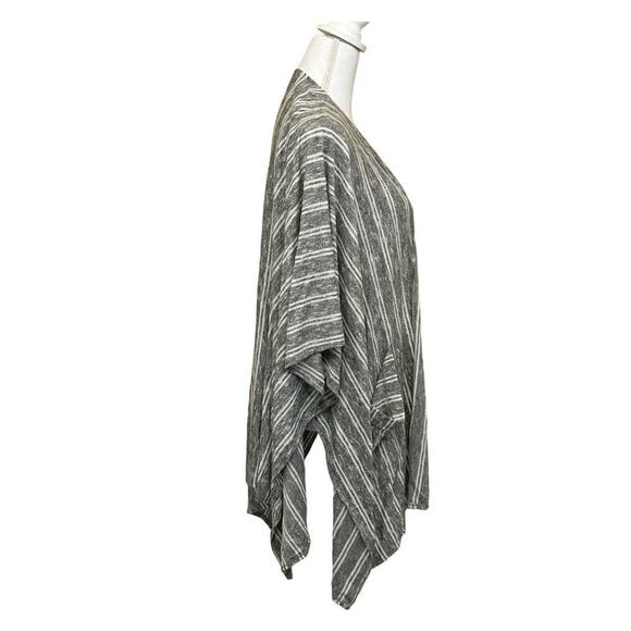 Saturday/Sunday gray/white striped poncho top, knit, one size, coastal, bohemian - Picture 2 of 5